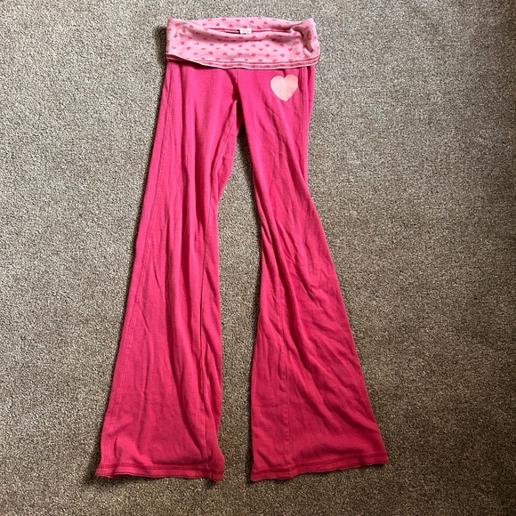 Pink Victoria’s secret fold over pants pink with pink hearts